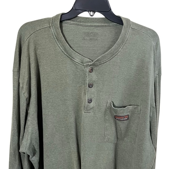 PATAGONIA Industrial Green Long Sleeved Work Henley Pocket Tee Shirt 53390 - Picture 5 of 12